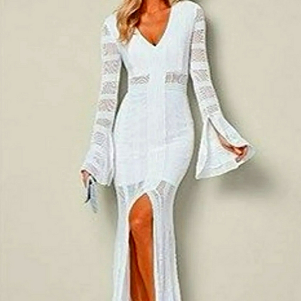 Beautiful form fitting sweater dress.